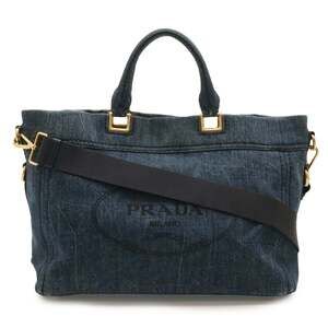 PRADA Blue Canvas Shoulder Bag